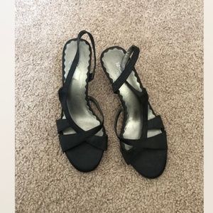 Liz Claiborne Black Strappy Sandal Heels Shoes7.5